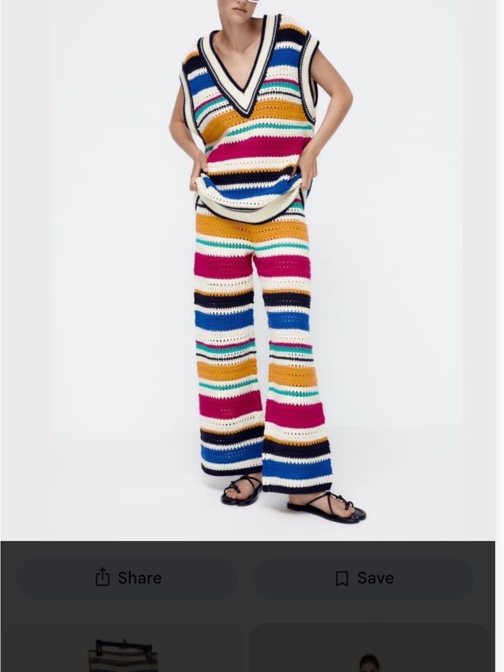 Zara Striped Crochet Wide-Leg Pants - Multicolor set